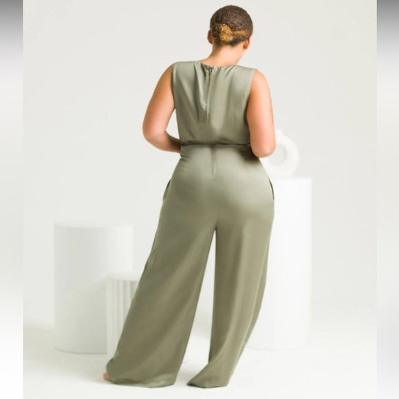 ETTITUDE Women’s size large Sateen Jumpsuit (onyx - black) NIB - Picture 6 of 9